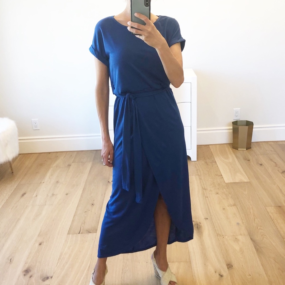 🟡 SALE! CÔTE D AZUR Blue Wrap Maxi Dress - Picture 3 of 11